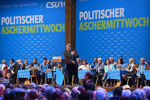Markus Söder (CSU) bei seiner Rede beim Politischen Aschermittwoch. Markus Söder (CSU) bei seiner Rede beim Politischen Aschermittwoch.