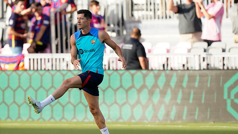 Robert Lewandowski beim Training des FC Barcelona auf der US-Tour.
