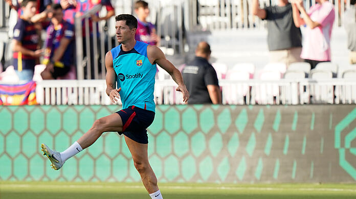 Robert Lewandowski beim Training des FC Barcelona auf der US-Tour.