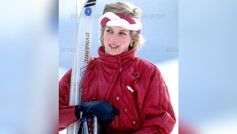 Unvergessen: Den roten Skianzug trug Prinzessin Diana - hier 1986 in Klosters - in einigen Winterurlauben.