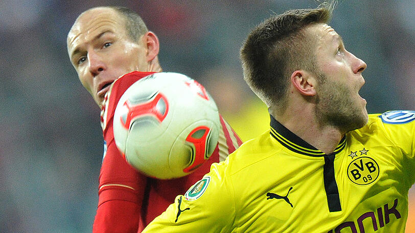Die bayerische Revanche glückt: Im Viertelfinale bezwingt Jupp Heynckes' erstarktes Team durch ein Tor von Arjen Robben (links) den Pokalverteidiger.