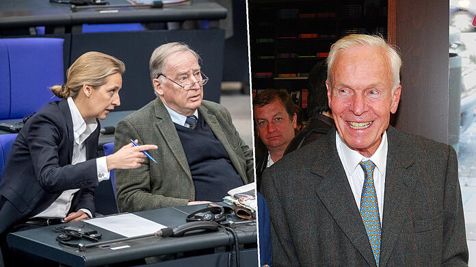 Er soll die AfD um Alice Weidel und Alexander Gauland (l.) unterstützen: August Baron von Finck junior.