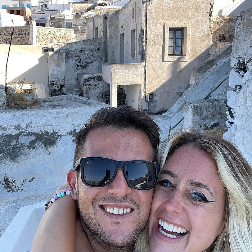 Christina Beier und ihr Christos haben sich den 26. Mai 2026 als Hochzeitstermin ausgesucht.