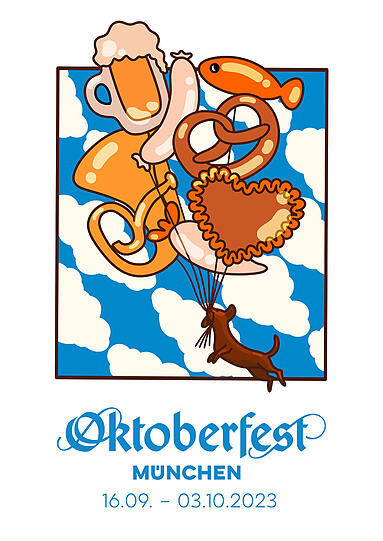 Wie sieht das Oktoberfest-Plakat 2023 aus? 45 Motive stehen zur Auswahl.