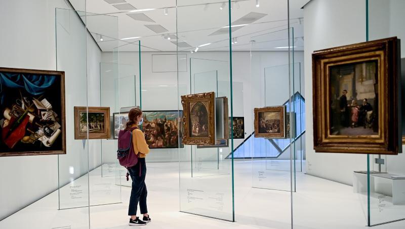 Der Themenraum "Kunst und Künstler" in der neuen Dauerausstellung "Jüdische Geschichte und Gegenwart in Deutschland" im Jüdischen Museum Berlin.