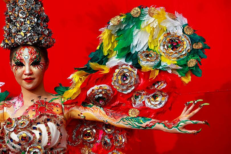 Schrille Outfits, nackte Haut. Das Internationale Bodypainting Festival in Daegu, Süd-Korea. Hier sind die schönsten Fotos.