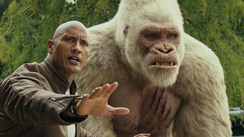 "Rampage - Big Meets Bigger": Davis Okoye (Dwayne Johnson) und der Silberrückengorilla George.