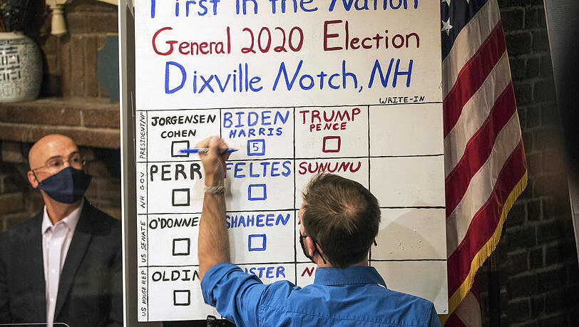 Die Wahl zwischen Trump und Biden hatte eine besonders hohe Wahlbeteiligung. Viele stimmten per Brief ab. Die Wahl zwischen Trump und Biden hatte eine besonders hohe Wahlbeteiligung. Viele stimmten per Brief ab.