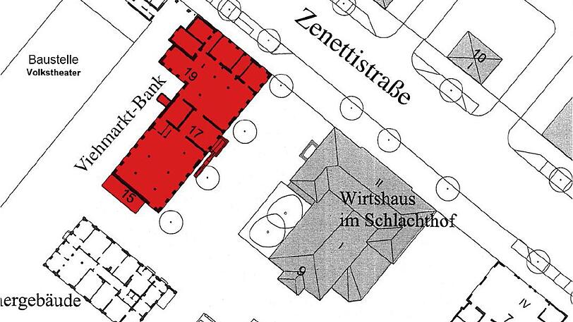Bestlage für ein "Forum Humorum" &ndash; zwischen dem neuen Volkstheater, das 2021 eröffnet werden soll, und dem Wirtshaus im Schlachthof.