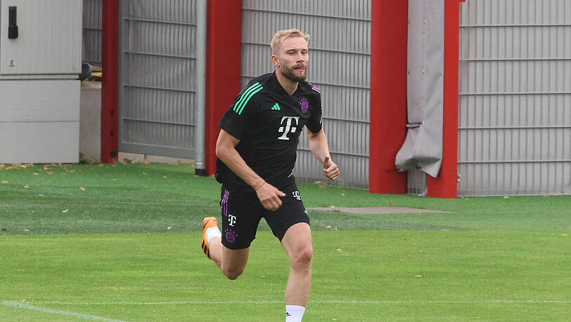 Bayern-Neuzugang Konrad Laimer am Mittwoch auf dem Trainingsplatz. Bayern-Neuzugang Konrad Laimer am Mittwoch auf dem Trainingsplatz.