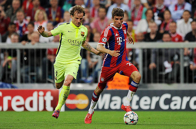 Im Duell mit Thomas Müller: Ivan Rakitic (links) bei der 2:3-Niederlage im Rückspiel des Champions-League-Halbfinales in München.