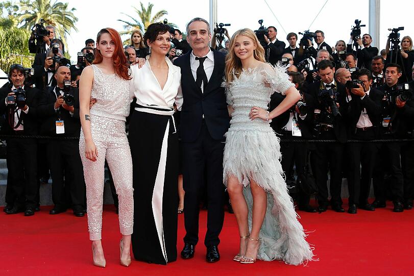 Von links: Kristen Stewart, Juliette Binoche, Olivier Assayas und Chloe Grace Moretz