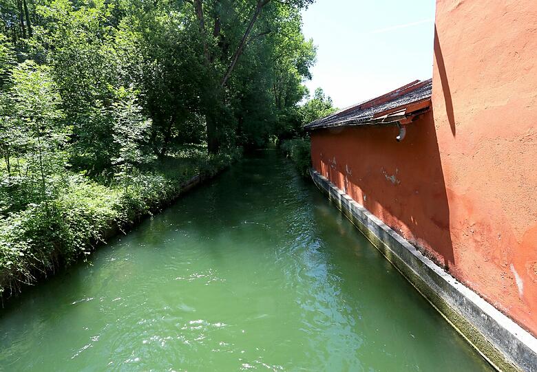 Der Auer Mühlbach fließt hinter der Kraemer'schen Kunstmühle vorbei. Unweit der Mühlanlage sprang die Frau ihrem Hund hinterher ins Wasser.