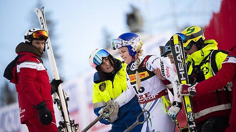 Lindsey Vonn nach ihrem Sturz beim Super-G in Are.
