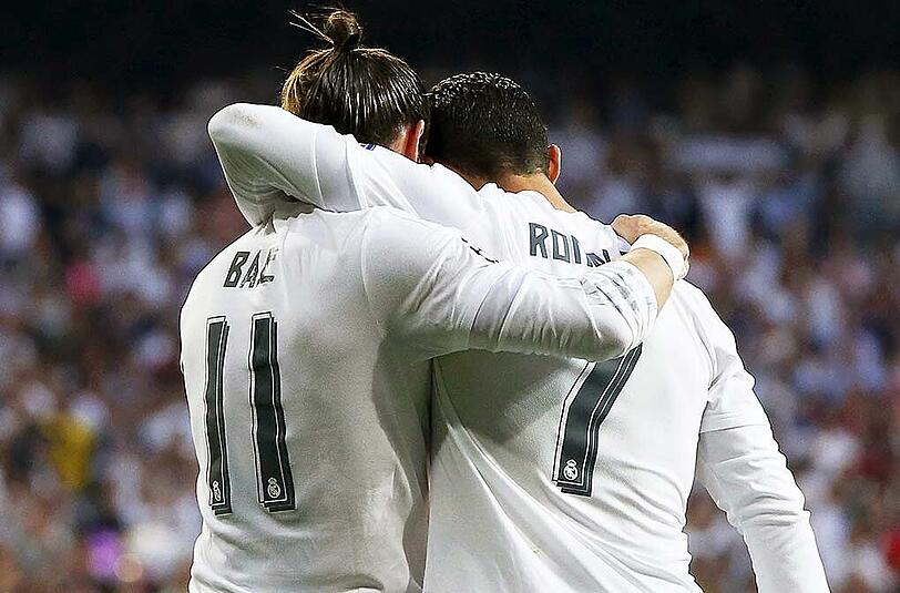 Teamkollegen bei Real madrid, Rivalen im EM-Halbfinale: der Waliser Gareth Bale und der Portugiese Cristiano Ronaldo.