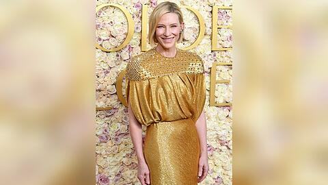 Gold kommt nie aus der Mode: Cate Blanchett trug am 5. Januar 2025 ein goldenes Kleid, das sie auch schon im Mai 2024 in Cannes gewählt hatte.