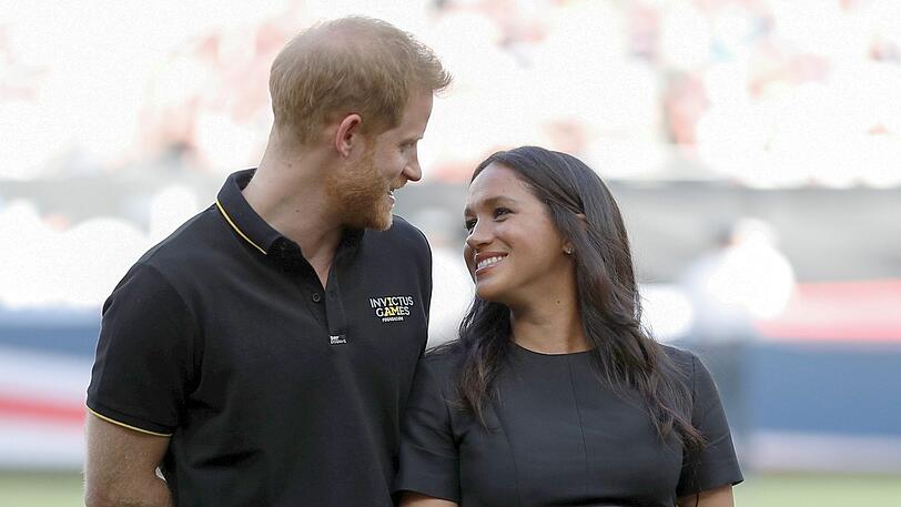 Prinz Harry und Herzogin Meghan bei einem Baseballspiel im Juni.