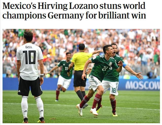 Der englische "Guardian": Mexikos Lozano betäubt Weltmeister Deutschland - ein brillianter Sieg.