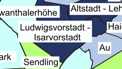 Ludwig-/Isarvorstadt - Miet-Schnitt: 16,10 Euro/m2 Dieser Stadtbezirk ist besonders dicht besiedelt. Auf einem Quadratkilometer wohnen hier 11 221 Einwohner. Auch hier ist der Altersschnitt eher niedrig, und das Viertel wird noch jünger: In den letzten Jahren haben die Geburten stark zugenommen, so dass in den kommenden 15 Jahren die Altersgruppe der 10- bis 19-Jährigen um mehr als ein Viertel zunehmen wird. Das Viertel bleibt jung und teuer.