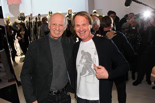 Willy Bogner mit Markus Wasmeier 2018 auf der Ispo in M&uuml;nchen.