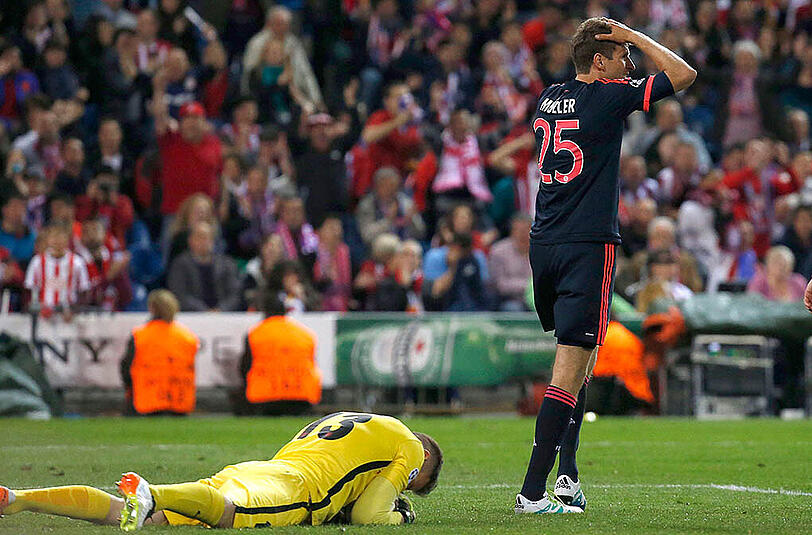 Thomas Müller durfte gegen Atlético noch für 20 Minuten ran, konnte aber auch nichts mehr ausrichten.