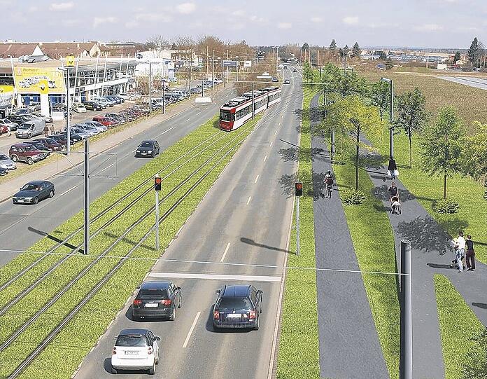 Kurz nach der Wilhelmshavener Straße quert die neue Trasse die Erlanger Straße. Eine &bdquo;intelligente Ampelschaltung&ldquo; soll Staus verhindern.