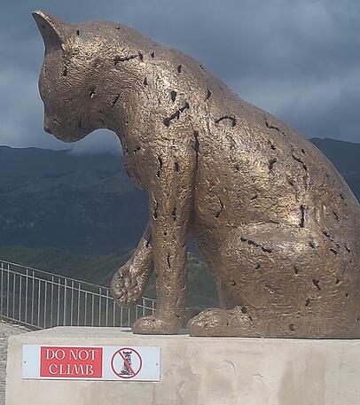 Das Katzen-Denkmal aus Bronze. Das Katzen-Denkmal aus Bronze.