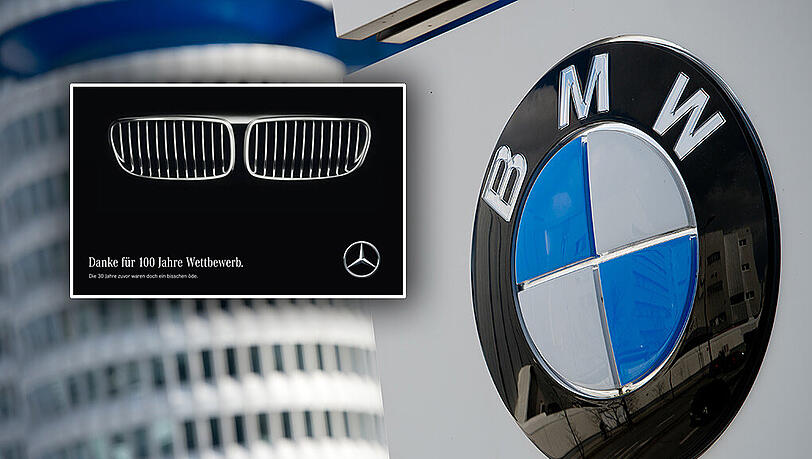 "Danke für 100 Jahre Wettbewerb" - Mercedes stichelt gegen den Konkurrenten BMW "Danke für 100 Jahre Wettbewerb" - Mercedes stichelt gegen den Konkurrenten BMW