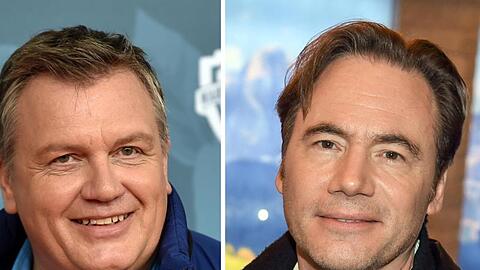 Entertainer Hape Kerkeling (l) und Michael Bully Herbig, Synchronsprecher und Schauspieler.