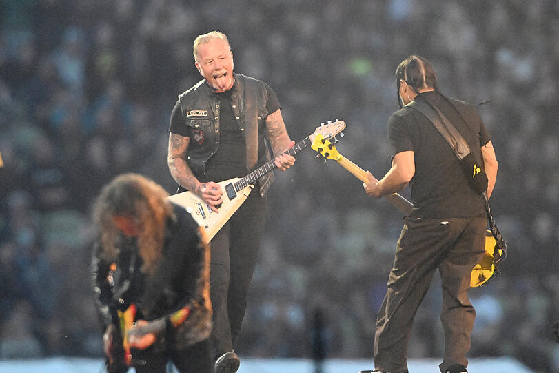 Metallica-Sänger und -Gitarrist James Hetfield im Münchner Olympiastadion.