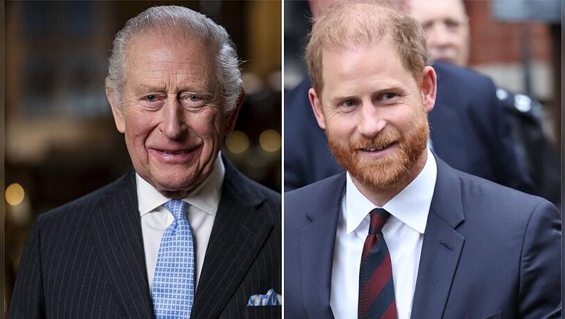 K&ouml;nig Charles und Prinz Harry trennten am Mittwoch nur wenige Kilometer.