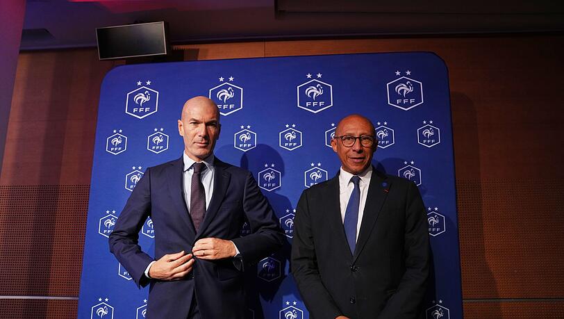 Entscheidende Gespr&auml;che schon im Februar 2025: Zin&eacute;dine Zidane l) und Verbandschef Philippe Diallo.