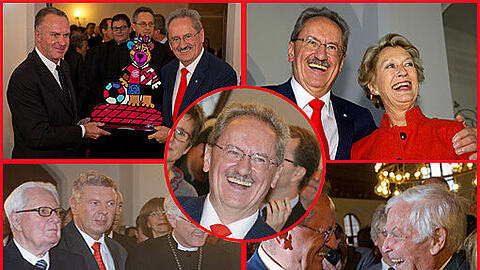Happy Birthday! Münchens OB Christian Ude ist am Freitag 65 Jahre alt geworden. Im Rathaus am Marienplatz wurde entsprechend gebührend gefeiert.