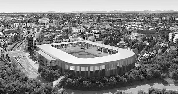 Modern und hell wirkt dieser Entwurf fürs Grünwalder Stadion. Modern und hell wirkt dieser Entwurf fürs Grünwalder Stadion.