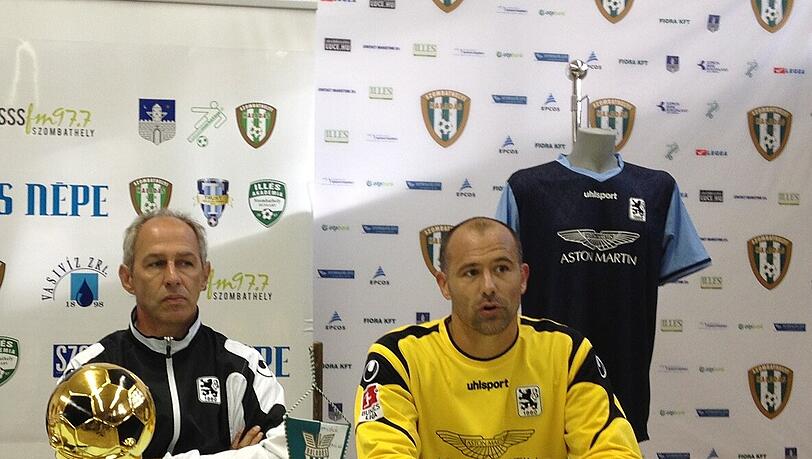 Löwen-Trainer Maurer und Torwart Kiraly nach dem Spiel in Szombathely Löwen-Trainer Maurer und Torwart Kiraly nach dem Spiel in Szombathely