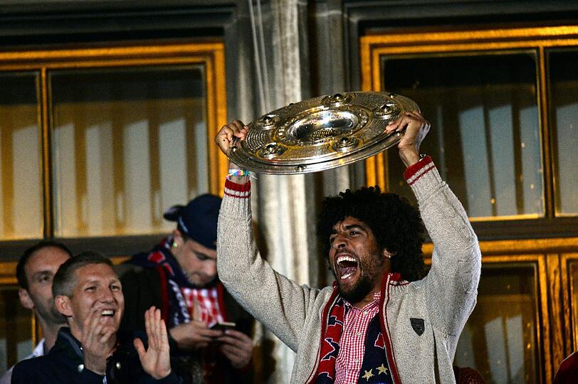 Bilder von der Meisterschaftsfeier des FC Bayern am Marienplatz.