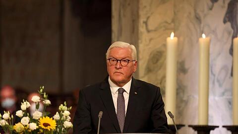 Bundespräsident Frank-Walter Steinmeier bei der Gedenkzeremonie in Aachen.