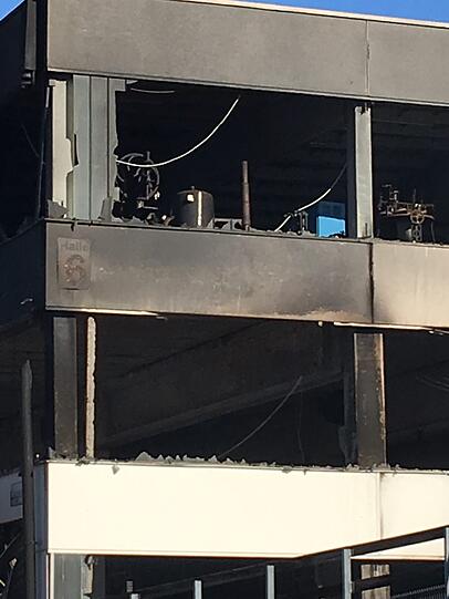 Das Depot nach dem Brand am Mittwochabend.