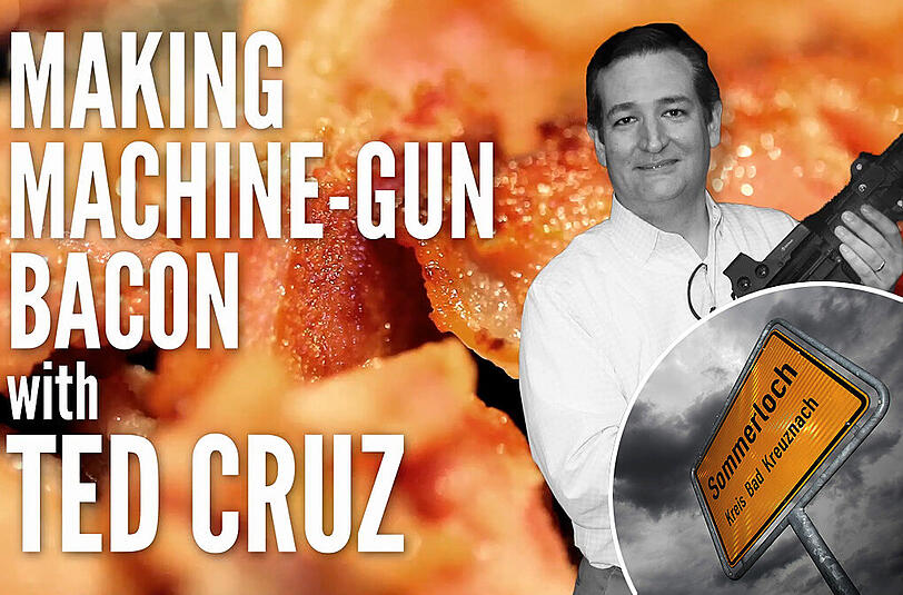 Machine Gun Bacon: US-Senator Ted Cruz brät seinen Speck mit dem Maschinengewehr.