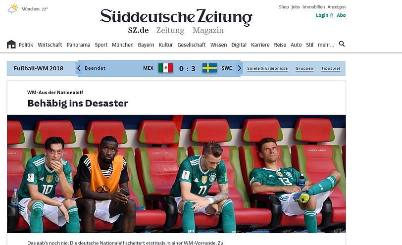 "Behäbig ins Desaster" titelt die Süddeutsche Zeitung