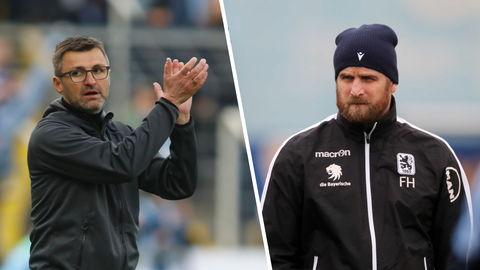 Löwen-Trainer Michael Köllner (l.) und sein Vorgänger Daniel Bierofka