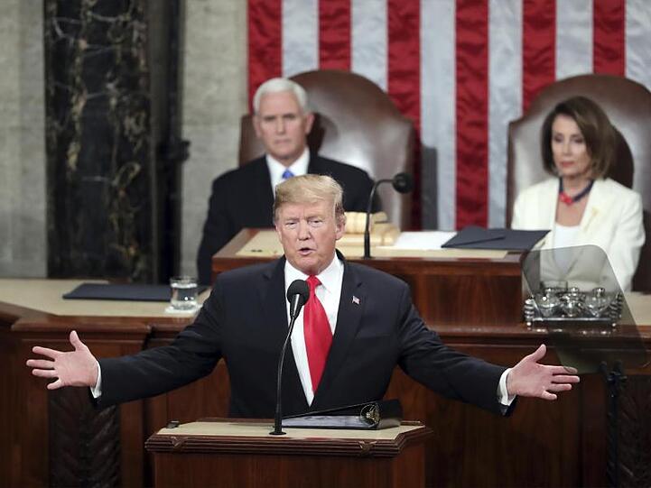 "Große Nationen kämpfen keine endlosen Kriege.": US-Präsident Donald Trump bei seiner Ansprache zur Lage der Nation vor dem Kongress in Washington.
