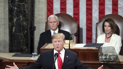 "Große Nationen kämpfen keine endlosen Kriege.": US-Präsident Donald Trump bei seiner Ansprache zur Lage der Nation vor dem Kongress in Washington.