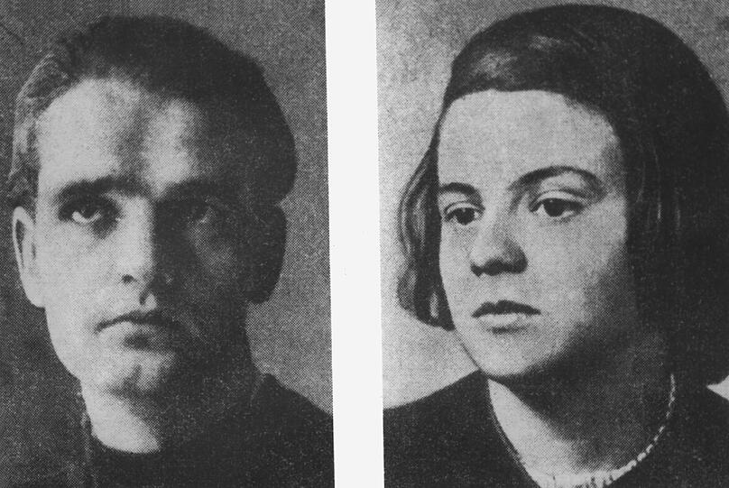 Undatierte Porträtaufnahmen der Geschwister Hans und Sophie Scholl. Die beiden Widerstandskämpfer gegen das Naziregime gehörten der von Hans Scholl gegründeten Organisation "Weiße Rose" an. Beide wurden bei einer Flugblattaktion am 18.02.1943 verhaftet, vier Tage später vom Volksgerichtshof zum Tode verurteilt und hingerichtet.