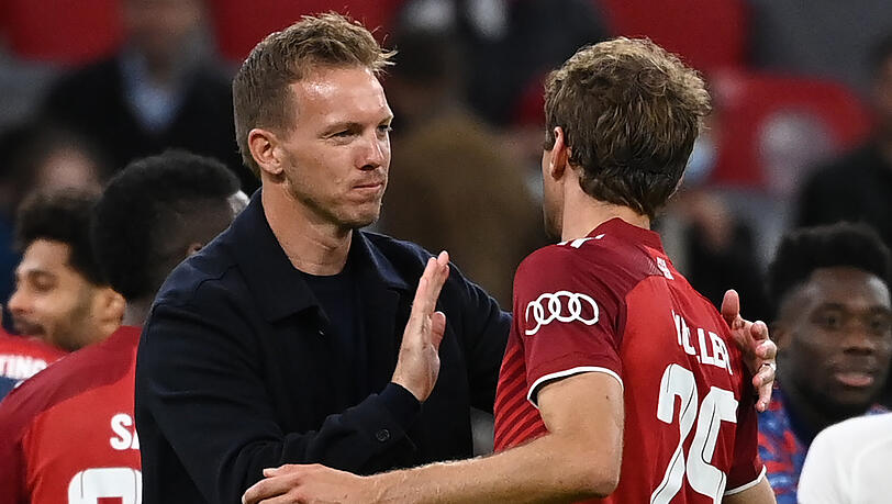 Bayern-Trainer Julian Nagelsmann lobte Thomas Müller für seine Leistung gegen Wolfsburg. (Archivbild)
