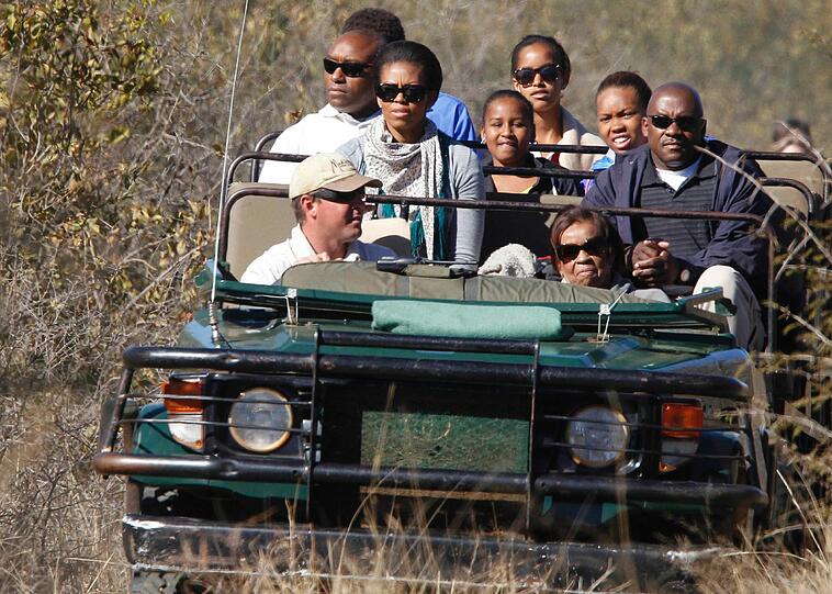Michelle Obama auf Safari in Afrika mit ihrer Familie.