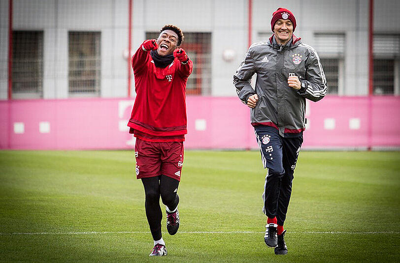 David Alaba (links) trainierte vor seinen Kollegen bereits individuell.