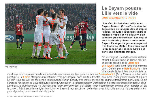 Die Lille vor dem Aus: "Bayern stößt Lille in die Leere."