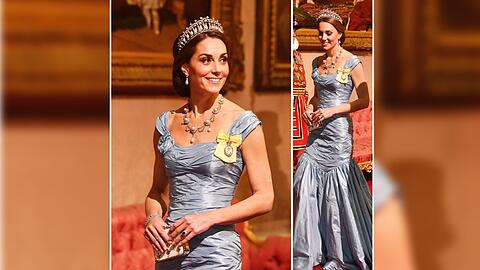 Herzogin Kate in einer Robe von Alexander-McQueen-Designerin Sarah Burton.