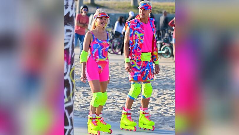 Hingucker in Los Angeles: Margot Robbie und Ryan Gosling als Barbie und Ken.